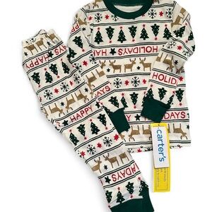 Carters Christmas Pajamas Holiday unisex Family PJS Deer Trees 4T NWT